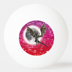 Schwarzer Drache - Mythische Fantasy-Kreatur Rote Tischtennisball
