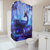 Schwarzer Drache, Nachtwaldszene. Duschvorhang (Beispiel)