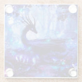 Schwarzer Drache, Nachtwaldszene. Glasuntersetzer (Rückseite)