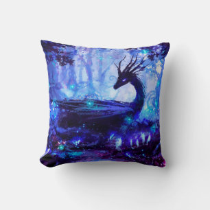 Schwarzer Drache, Nachtwaldszene. Kissen