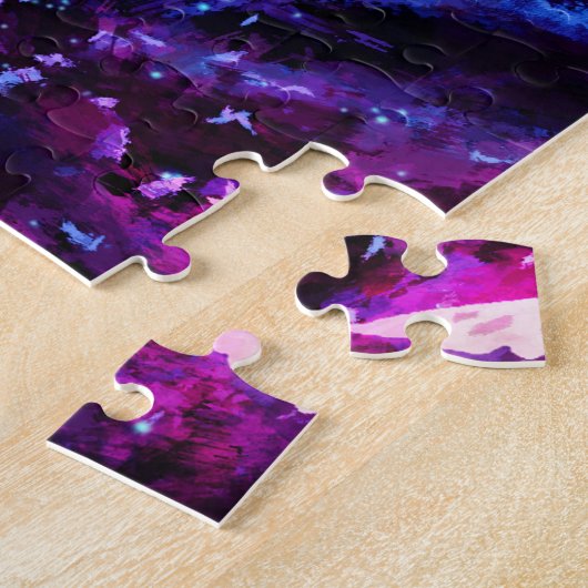 Schwarzer Drache, Nachtwaldszene. Puzzle (Seite)