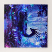 Schwarzer Drache, Nachtwaldszene. Puzzle (Horizontal)