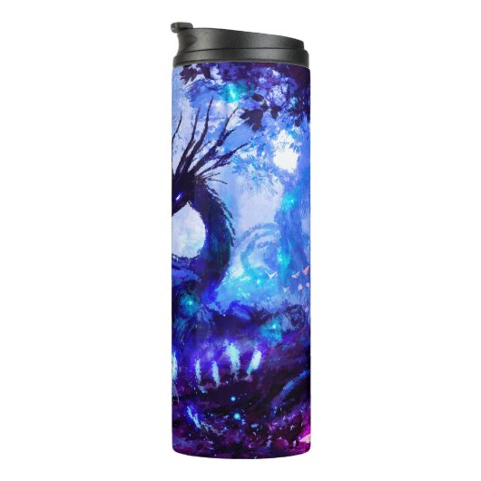 Schwarzer Drache, Nachtwaldszene. Thermosbecher (Nach rechts gedreht)