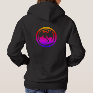 Schwarzer Drache Neon Frauen schwarze Kapuzenpullo Hoodie