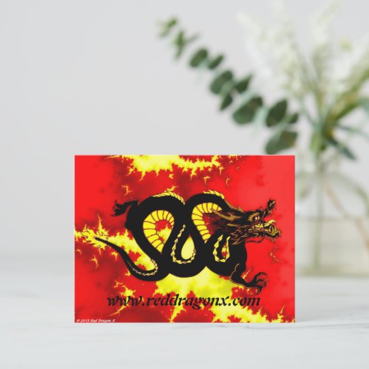 Schwarzer Drache Postkarte (Stehend Vorderseite)