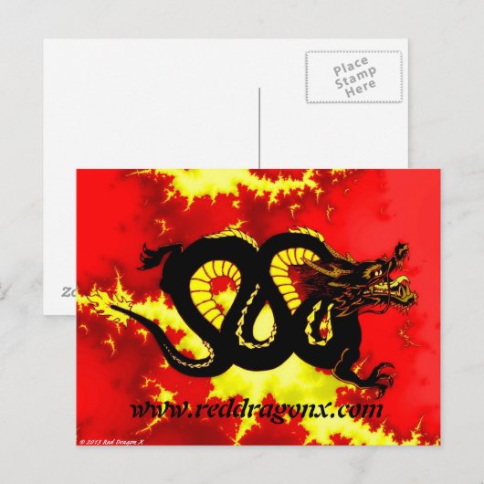 Schwarzer Drache Postkarte (Vorne/Hinten)