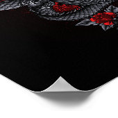 Schwarzer Drache, Rote Rosen Poster (Ecke)
