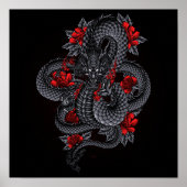 Schwarzer Drache, Rote Rosen Poster (Vorne)