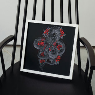 Schwarzer Drache, Rote Rosen Poster