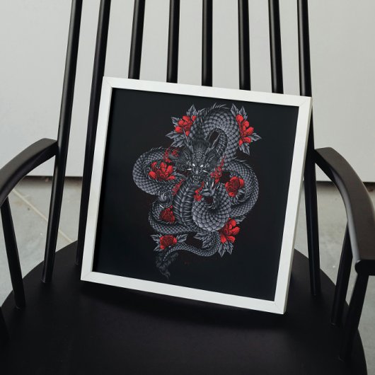 Schwarzer Drache, Rote Rosen Poster