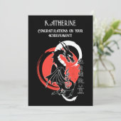 Schwarzer Drache, roter Mond Grußkarte Feiertagskarte (Stehend Vorderseite)