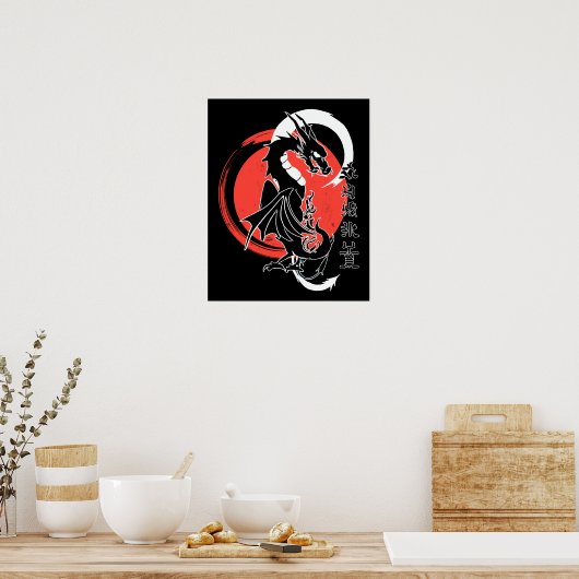 Schwarzer Drache, roter Mond Poster (Küche)