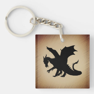 Schwarzer Drache Rustic-Schriftrolle Schlüsselanhänger