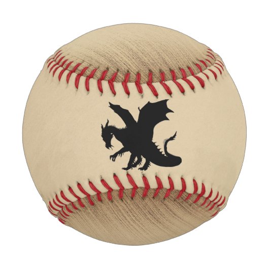 Schwarzer Drache rustikaler Hintergrund Baseball (Vorderseite)
