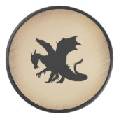 Schwarzer Drache rustikaler Hintergrund Eishockey Puck (Vorderseite)