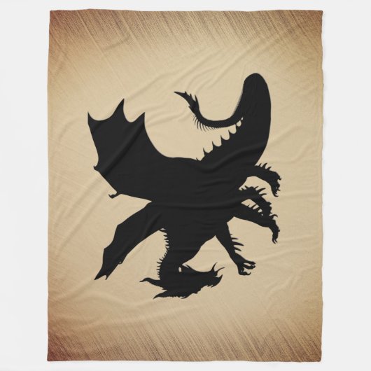 Schwarzer Drache rustikaler Hintergrund Fleecedecke (Vorderseite)