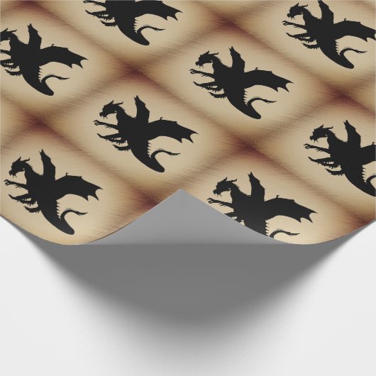 Schwarzer Drache rustikaler Hintergrund Geschenkpapier (Ecke)