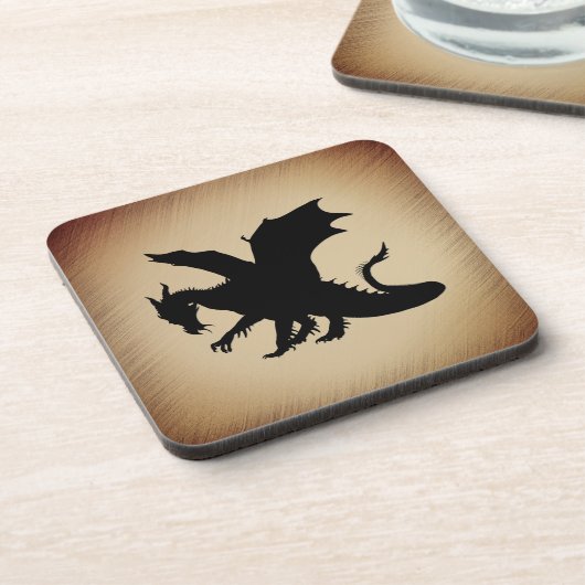 Schwarzer Drache rustikaler Hintergrund Getränkeuntersetzer (Linke Seite)