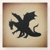 Schwarzer Drache rustikaler Hintergrund Glasuntersetzer (Vorderseite)