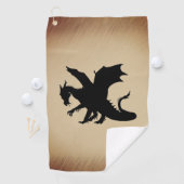Schwarzer Drache rustikaler Hintergrund Golfhandtuch (Insitu)