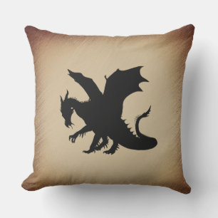 Schwarzer Drache Rustikaler Hintergrund Kissen