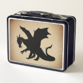 Schwarzer Drache rustikaler Hintergrund Metall Brotdose (Rückseite)