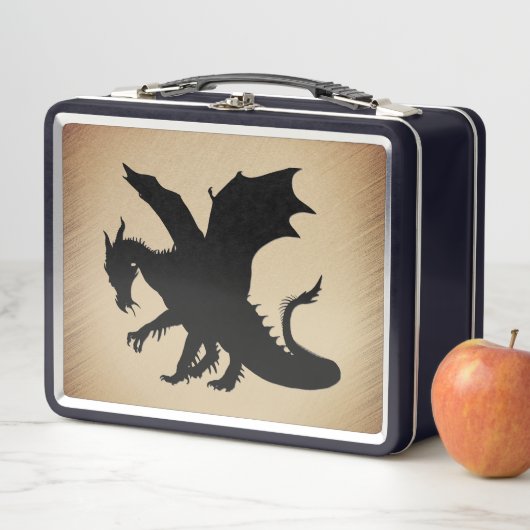 Schwarzer Drache rustikaler Hintergrund Metall Brotdose (Beispiel)