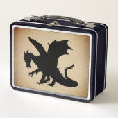 Schwarzer Drache rustikaler Hintergrund Metall Brotdose (Vorderseite)