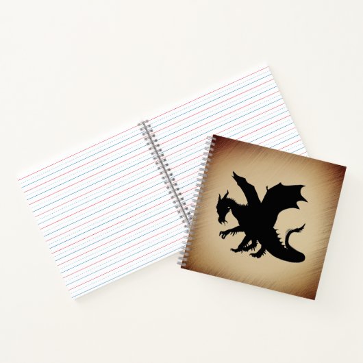 Schwarzer Drache rustikaler Hintergrund Notizblock (Innenseite)
