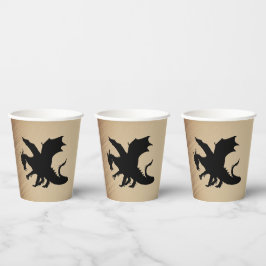 Schwarzer Drache rustikaler Hintergrund Pappbecher