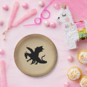 Schwarzer Drache rustikaler Hintergrund Pappteller (Party)