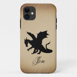 Schwarzer Drache Rustikaler Hintergrund Persönlich Case-Mate iPhone Hülle