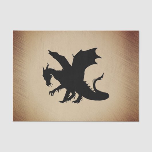 Schwarzer Drache rustikaler Hintergrund Seidenpapier (Vorderseite)