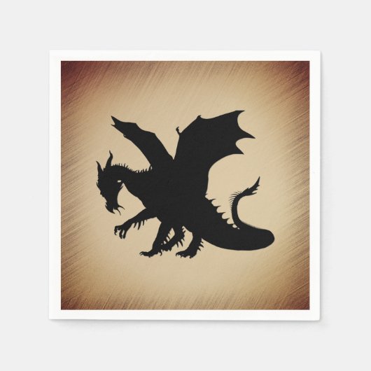 Schwarzer Drache rustikaler Hintergrund Serviette (Vorderseite)