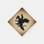 Schwarzer Drache rustikaler Hintergrund Serviette (Ecke)