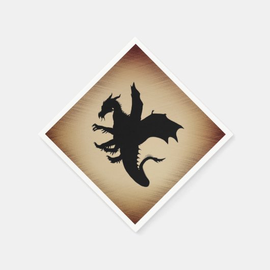 Schwarzer Drache rustikaler Hintergrund Serviette (Ecke)