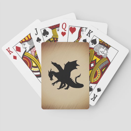 Schwarzer Drache rustikaler Hintergrund Spielkarten (Rückseite)