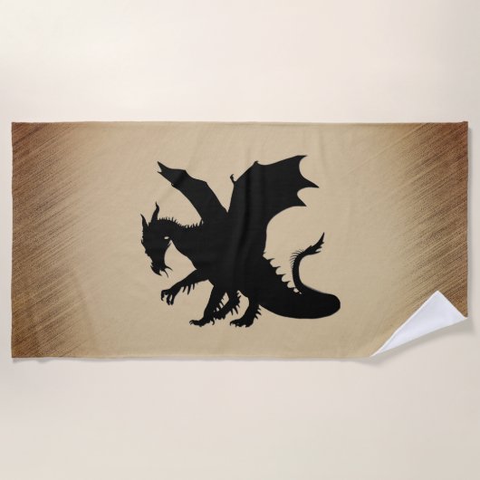 Schwarzer Drache rustikaler Hintergrund Strandtuch (Vorderseite)