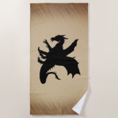 Schwarzer Drache rustikaler Hintergrund Strandtuch (Vorderseite)