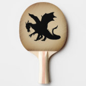 Schwarzer Drache rustikaler Hintergrund Tischtennis Schläger (Rückseite)