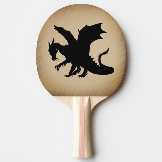 Schwarzer Drache rustikaler Hintergrund Tischtennis Schläger (Vorderseite)