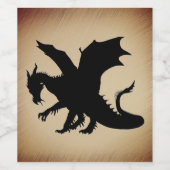 Schwarzer Drache rustikaler Hintergrund Weinetikett (Einzelnes Label)