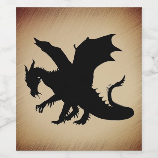 Schwarzer Drache rustikaler Hintergrund Weinetikett (Einzelnes Label)