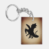 Schwarzer Drache Rustikaler Scroll Schlüsselanhänger (Vorderseite links)