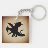 Schwarzer Drache Rustikaler Scroll Schlüsselanhänger (Rückseite)