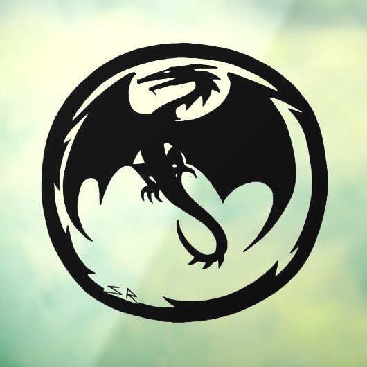 Schwarzer Drache sieht durch den Frontstick des Fe Fensteraufkleber (Blatt 3)