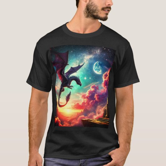 Schwarzer Drache T-Shirt (Vorderseite)