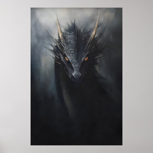 Schwarzer Drache Wandbild, düsterer Goblincore Poster (Vorne)