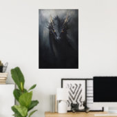 Schwarzer Drache Wandbild, düsterer Goblincore Poster (Heimbüro)