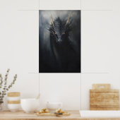 Schwarzer Drache Wandbild, düsterer Goblincore Poster (Küche)